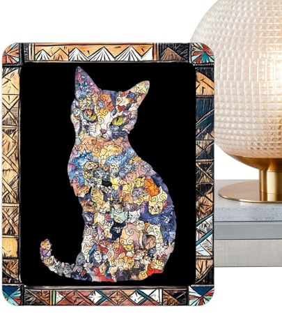 Puzzles d'animaux pour enfants, jouets éducatifs interactifs en bois | Cadres photo de chats difficiles - pour maison, bureau, école, décoration murale, camping, anniversaire, nuit