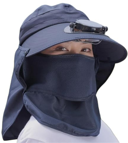 Cappello con ventilatore solare - rimovibile collo copricollo protezione UV ampio bordo traspirante, cappelli da sole per uomini,Per donne uomini giardinaggio escursionismo pesca all'aperto spiaggia