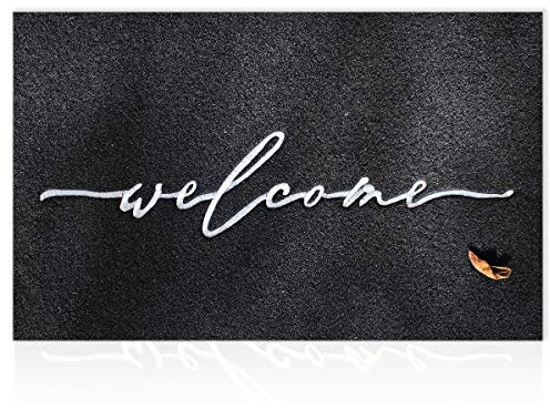 AAZZKANG Welcome Mats for Front Door Large 24x36 with Non Slip Rubber Backing Quickly Trap Dirt Easy to Clean Entry Mat for Indoor High Traffic Areas Outdoor Doormat Black