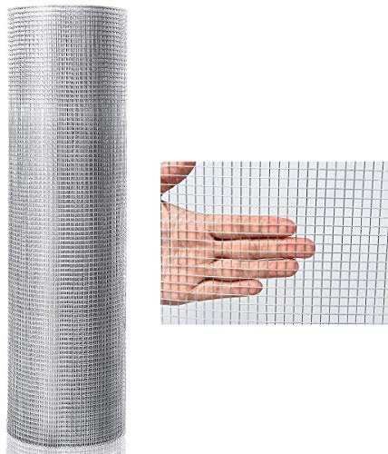 COSTWAY Nätnät, finmaskigt, 15 x 1,2 m, 7 mm, maskstorlek, nätstaket, förzinkat, sorkrutnät för upphöjd rabatter i trädgården, hönsnät, nätnät, kanintråd, 0,6 mm