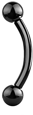 JEWEL BARREL Bilancieri Curvi Piercing Sopracciglio Banana Bar Gioielli Rook Daith Orecchio Acciaio Anodizzato 16G (1,2mm) Lunghezza 6mm 8mm con Sfere da 3mm