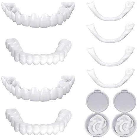 CJBIN 2 Paar Veneers Zähne Set Oben und Unten, Aufhellung Zahnersatz, Zähne zum Aufstecken, Sofortige Furniere Zähne für Männer Frauen Schlechte Zahnaufhellung Alternative