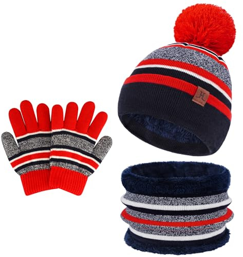 Bequemer Laden Conjunto Gorro y Bufanda Niño Guantes Niña para 2-7 Años