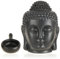 Robin Goods® Porzellanstövchen - dekorative Duftlampe - Teelichthalter in schwarz mit Duftölverdampfer - Buddhakopf als Aromalampe für ätherische Öle (1 Stück - Buddha - schwarz)