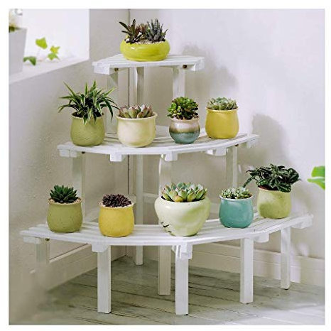 Soporte de Flores para decoración del hogar, Soporte de Flores de Esquina de Madera Maciza, Escalera carnosa, balcón, Estante de Madera para macetas, Estante de Almacenamiento de 3 Capas SOP