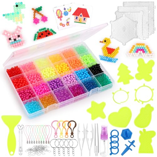RISVOWO Set de Recharge de Perles D'eau, 4800 Perles D'artisanat Magiques en 24 Couleurs, Kit pour Enfants à Partir de 4 Ans avec Accessoires pour Débutants DIY Jouet