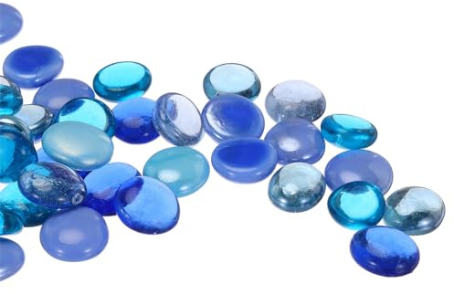 QUARKZMAN Glaspärlor, 36 st ädelstenar med blått glas blandade 0,44 pund (0,67-0,87 tum) glaskulor för fyllmedel vaser akvariedekorationer gör-det-själv hantverk