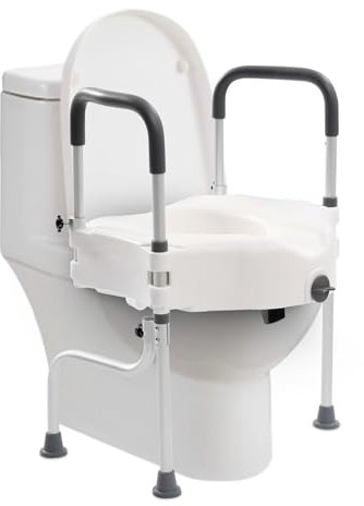 Rehausseur de toilettes avec accoudoirs, rehausseur de WC amovible avec poignée réglable, pieds pivotants à 170 °, pour personnes âgées