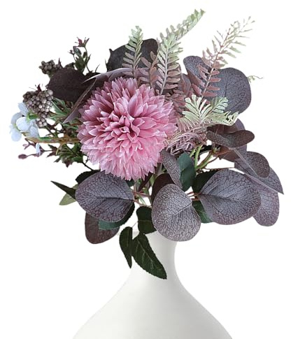 BestAlice 15,75 i Konstgjorda Falska Konstgjorda Konstblommor, Siden Blomsterarrangemang Buketter med Hortensia Höst Konstblommor för Hemmet Höst Bröllopsbord Mittpunkter (D)