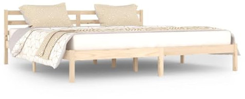 PIVELLO® Bettgestell Holz Massiv mit Lattenrost | Gästebett & Doppelbett Bett | Bettrahmen & Futonbett | Holzbett 90x200cm bis 200x200cm | Palettenbett & Kiefernholz Massiv (200x200cm)