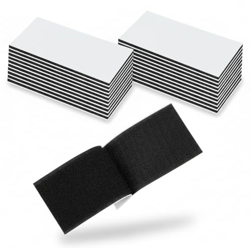 Klettband Selbstklebend Extra Stark 20 Stück, 50 mm × 100 mm Klettverschluss Selbstklebend, Doppelseitig Klettband für Wände, Boden, Tür, Couch-Kissen, DIY (Schwarz)