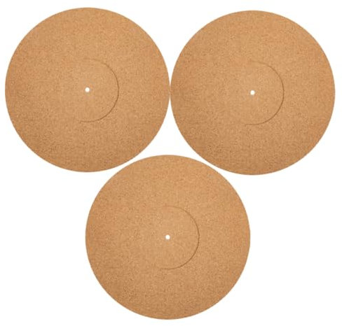 Cabilock 3 Pièces Tapis D'enregistrement en Liège Tapis De Protection Record Tapis De Plateau Tournant Antistatique Accessoires pour Tourne-Disque Vinyle Jouer à Un Pad Record Brown
