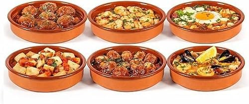 Cazuela Tradicional RUSTICA de Barro de 14cm, Terracota, 6 Unidades
