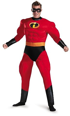 DISGUISE 5368-DISG-I Mr. Incredible Deluxe Muscle Adult Costume Disney science_fiction Sized, Red, X-Large (42-46)