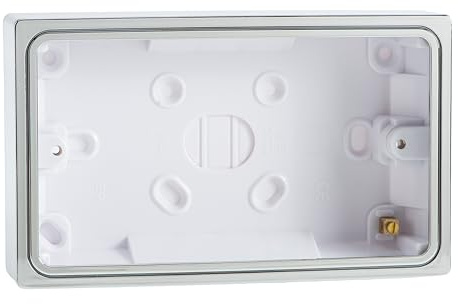 Varilight YBD/C Polished Chrome Decorative Twin Socket Back Pattress Box Surface, White, 91x151x35mm