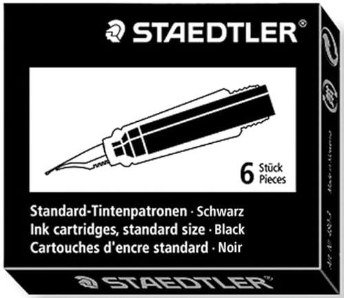 Staedtler Premium Cartridge Ink, Black, 480-9, Pack of 6