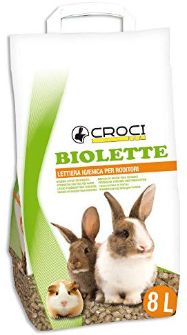 Zoomed Croci Biolette - Litière Écologique 8 L, Litière en Granulés, Naturelle et Biologique, pour Lapins Rongeurs Oiseaux et Petits Mammifères, Anti-Odesur