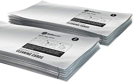 SAFESCAN 136-0545 Reinigungskarter für Geldscheinprüfgeräte - 2x 10 Stück, 10 x 5 cm