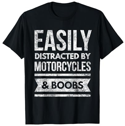 Motorcycles & Boobs Funny Rally Biker Motocross & Road T-Shirt, Men, Black, X-Large
