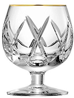 Arnstadt Crystal London - Bicchiere da Cognac in Vetro soffiato a Bocca, Lavorato a Mano, con Bordo Dorato da 21 carati