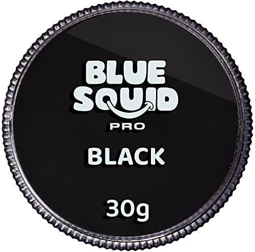 Blue Squid PRO Schminke Face Paint und Bodypaint - Klassische Schwarz 30g, Hochwertige, professionelle, wasserbasierte Einzelbehälter, Face und Bodypaint Farbe für Erwachsene, Kinder, Fasching und SFX