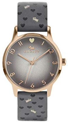 RADLEY Heart Dial Ladies Charcoal - Cool Grey Soft Calf Leather Strap Dog and Heart Print Watch RY2942A