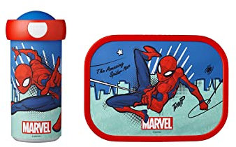Mepal - Set Déjeuner Campus - Set Déjeuner pour Enfants avec Tasse et Panier-repas - Set Déjeuner pour L'école - Lavable au Lave-vaisselle et Sans BPA - 300 ml + 750 ml - Spiderman