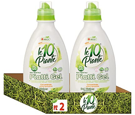 The 10 Plants Gel Eco-Bio Vegetable Hand Dishwashing Dishes - No dyes - Highly Biodegradable - Hypoallergenic - NO Nickel Chromium Cobalt -1000ml