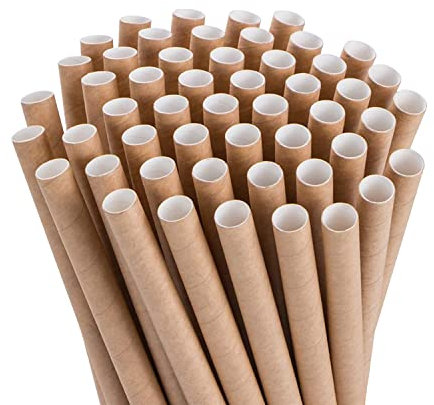 WedDecor Paper Drinking Straws – 100% Compostable & Food-Safe – Durable 3-Ply Eco-Consious Straws in Solid Colours - Brown for Weddings, Restaurants & Events, 100pcs