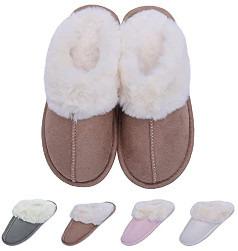 EDOTON Chaussons Femme Hiver Pantoufles pour Femmes Chaussures en Peluche Unisexe Pantoufles Chaudes avec Semelle en TPR Antidérapante Chaussures pour l'intérieur et l'extérieur
