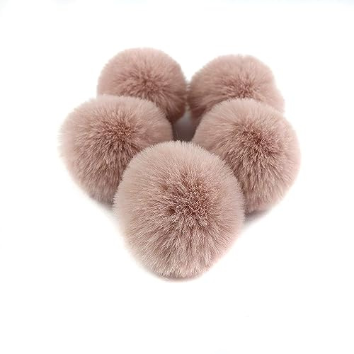 10 stycken 6 cm pom poms för pyssel, pompon fuskpäls, tofs, plyschbollar med elastisk slinga, för gör-det-själv konsthantverk, hårsmycken bröllop födelsedagar juldekorationer, bönpastfärg