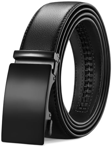 TANGCHAO Läderbälte för män, bälte med automatiskt spänne spärrbälten 35 mm bred justerbar storlek för formella byxor Klänningsdräkt 115-145 cm
