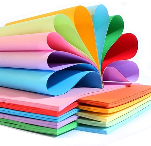 Handmade Origami Colored Paper A4 Pack - Assorted 100 PCS Art Paper Cardstock - Suitable for DIY Origami Arts and Crafts - Ten Colors