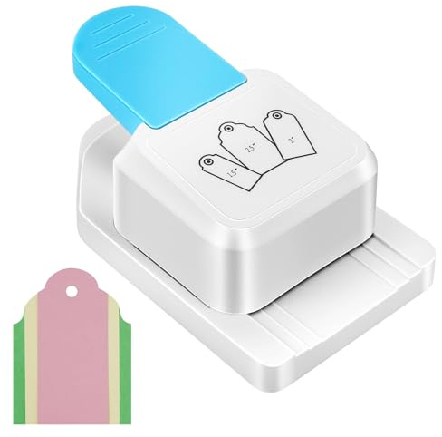 Tag Punch 3 in 1 Multipurpose Paper Craft Cutter - 1.5, 2, 2.5 Inch Label Hole Punch for Book Mark, Gift Card, Scrapbooking, DIY Projects Making (02)