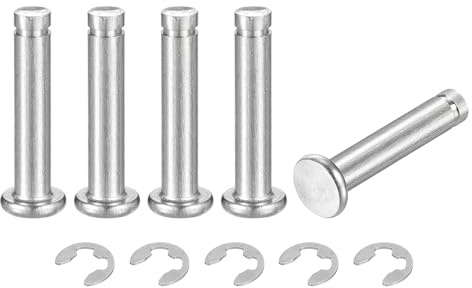 QUARKZMAN 5Set M5x25mm Perno Posizionamento Cilindrico Elastico Albero Acciaio Inossidabile 304, Perno Posizione Cilindro Cerniera Scanalato Testa Piatta con Ring Fissaggio Clip E, Argento