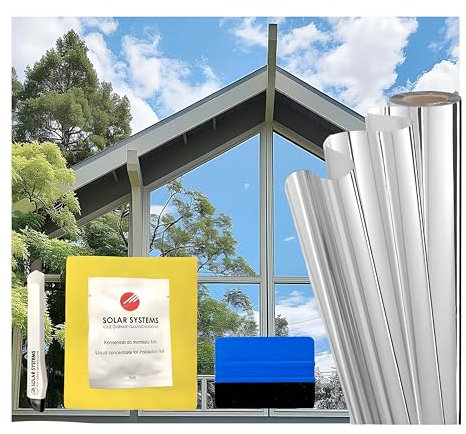 Solar Systems Innen Sonnenschutzfolie - Selbstklebende Fensterfolie für Wärmeisolierung mit Montagekit - Anti-UV - Anti-Kratz-Schutzschicht - Ideal im Sommer und Winter 100x100 cm