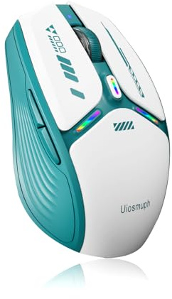 Uiosmuph G19 Mouse Wireless Bluetooth, 3 Modalità (BT5.1/5.0+2.4G) Ricaricabile Mouse Senza Fili, livello della batteria visibile, 1600 DPI Mouse per Laptop, MacBook, PC, Windows, Android, Verde