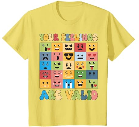 Yellow Mental Health Awareness - Your Feelings are Valid Kid T-Shirt, Youth, Lemon Yellow, Medium