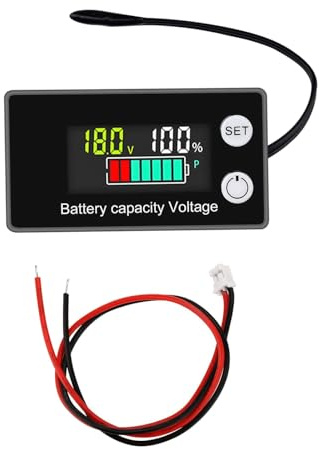 HUAZIZ 1 Pezzi Misuratore di Batteria, Battery Capacity Voltage Meter with Alarm Sensor, Tester di capacità della Batteria 8-100 V LCD Controllo di Tensione di Capacità della Batteria(colore)