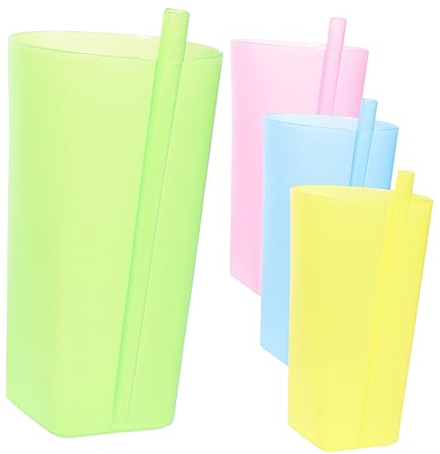POPETPOP 4pcs Stylish Boys and Girls Juice Cup Straw Cup Household Water Reusable Beverage for Party School