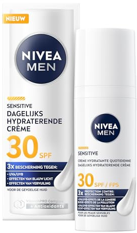 NIVEA MEN - Crème Hydratante Visage Quotidienne FPS 30 - Protection UVA/UVB, Lumière Bleue & Pollution - Boost D'Hydratation Immédiat - Complexe VitaminPRO & Antioxydants - Peaux Sensibles - 50 ml