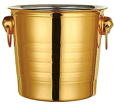 WDWDW Secchiello per Il Ghiaccio in Acciaio Inox, Contenitore per Ghiaccio Spesso, per Bar, Feste, Champagne, Vino, Botte, Argento