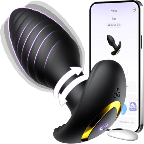 Vibrating Butt Plug Anal Vibrator with Threaded Surface, Anal Toys Anal Plug with 9 Rotation & 9 Vibration, But Plug Sex Toys with Wide Base, Buttplug Adult Toys Sex Toyscouples for Couples Women
