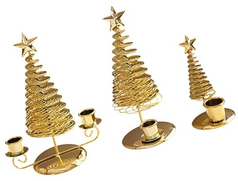 Lodoot 3 portavelas de metal elegante para árbol de Navidad, para vacaciones, bodas, fiestas, centros de mesa, candelabros