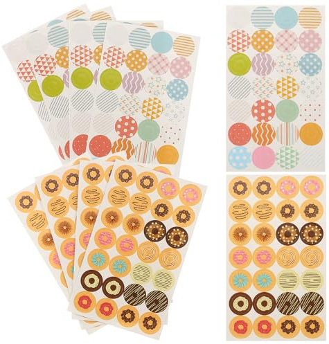 MAGICLULU 1120 Autocollants de Renfort pour Perforations de Papier, Anneaux de Renforcement en Papier Motifs Géométriques et Donuts, Autocollants Décoratifs pour Feuilles Mobiles, Usage