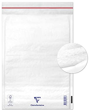 Clairefontaine 7346C - Paquet de 10 Pochettes Blanches Matelassées de Film à Bulles 220x330 mm - 90g/m²