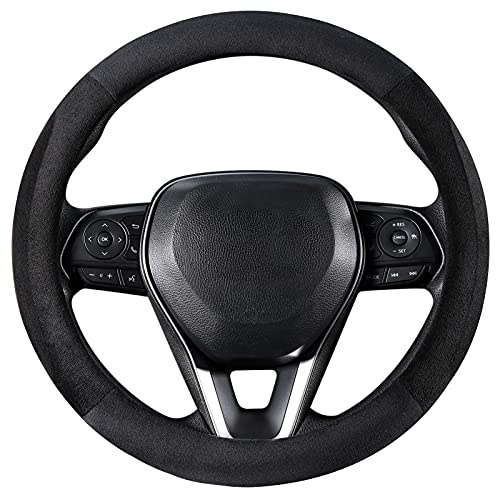 COFIT Plush Steering Wheel Cover for Winter Universal Fit Steering Wheel Outer Diameter 37-38cm Black