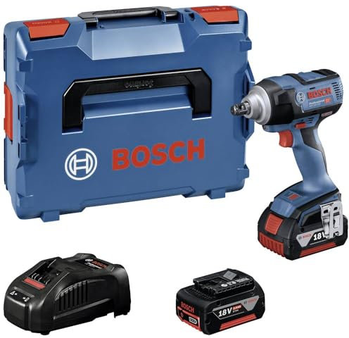 Bosch Professional 18V System Akku Drehschlagschrauber GDS 18V-300 (inkl. 2x ProCORE18V 4.0Ah, Schnellladegerät GAL 18V-40, Einlage, Einlage für Zubehör, L-BOXX)