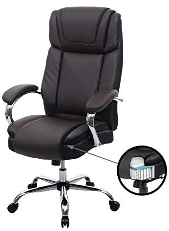 Mendler Sillón de oficina XXL ergonómico giratorio HWC-H94 ecopiel tela marrón