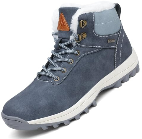 Mishansha Hombre Botas de Invierno Mujer Impermeables Botines de Nieve Deporte Trekking Zapatos azul oscuro, 39 EU
